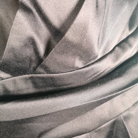 MICHEL ANTONI Black Satin Formal Strapless Dress - Pockets - Picture 2 of 5